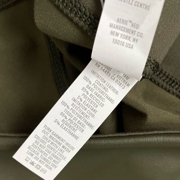OFFLINE by Aerie Legging Womens Large Olive Green Faux Leather NEW High Waisted - Picture 9 of 11
